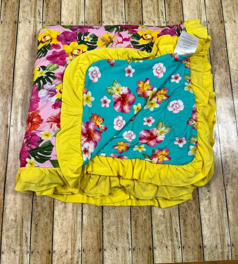 Posh Peanut Malana Luxe Patoo Bamboo Blanket Tropical Hibiscus 60x60